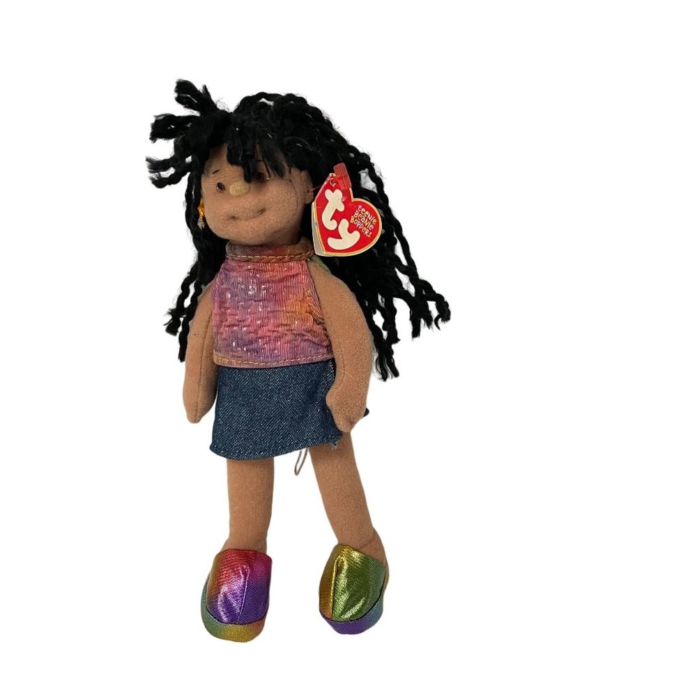 Vintage TY Beanie Boppers Collection 2002 Teenie Jazzy Jesse Posable Doll Toy 8"